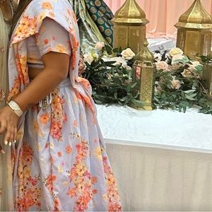 Lavender and Peach Lehenga with dupatta